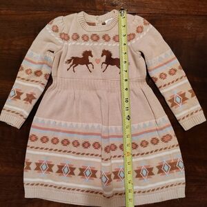 Kids Beige and Brown Horse Pattern Dress